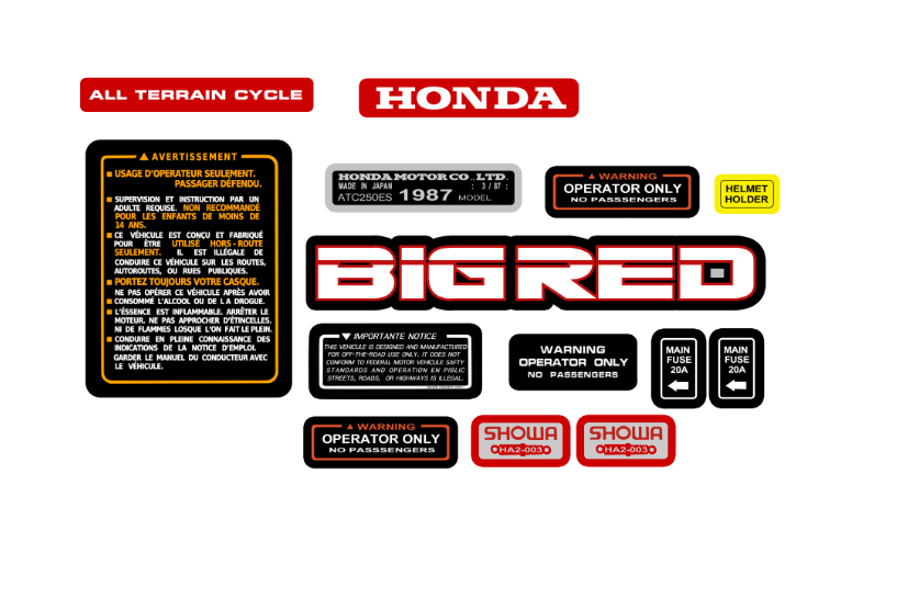 BIG RED 250es 1987 warning kit
